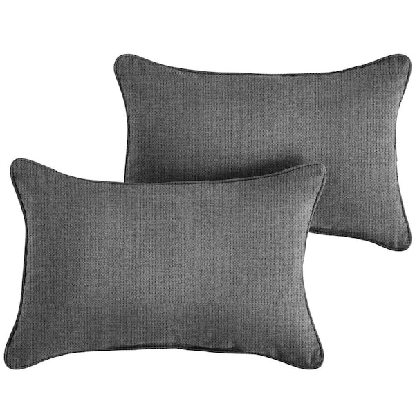 SORRA HOME Sunbrella Revive Charcoal Rectangle Outdoor Lumbar Pillow (2-Pack)