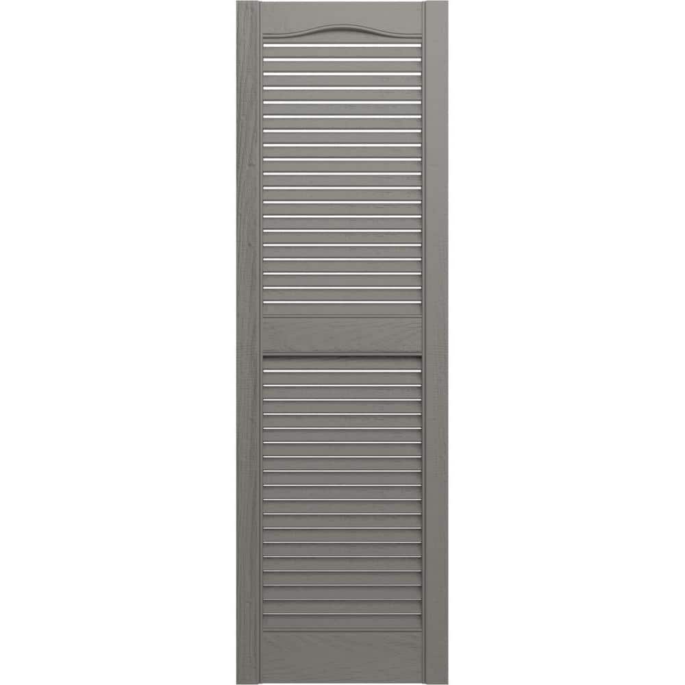 Builders Edge 12 in. x 55 in. Louvered Vinyl Exterior Shutters Pair in