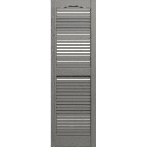 12 in. x 60 in. Louvered Vinyl Exterior Shutters Pair in Clay