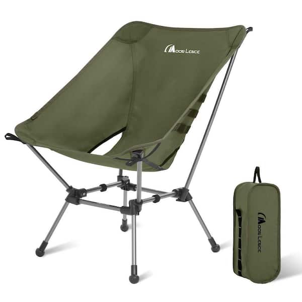 18.1 in. 330 lb. Capacity Portable Folding Camping Chair with Storage Bag for Backpacking and Hiking, Green