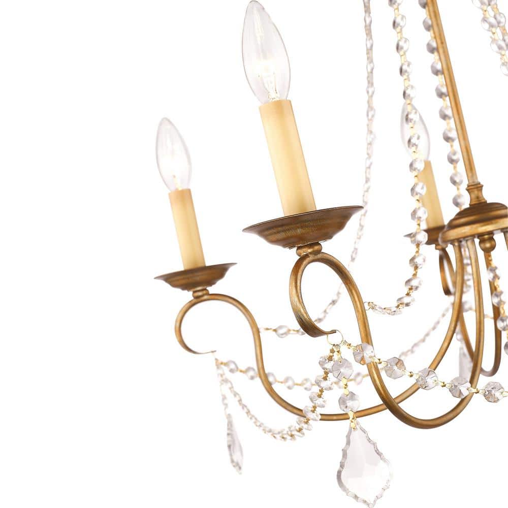 Antique Gold Leaf Mini Crystal 5-Light Chandelier