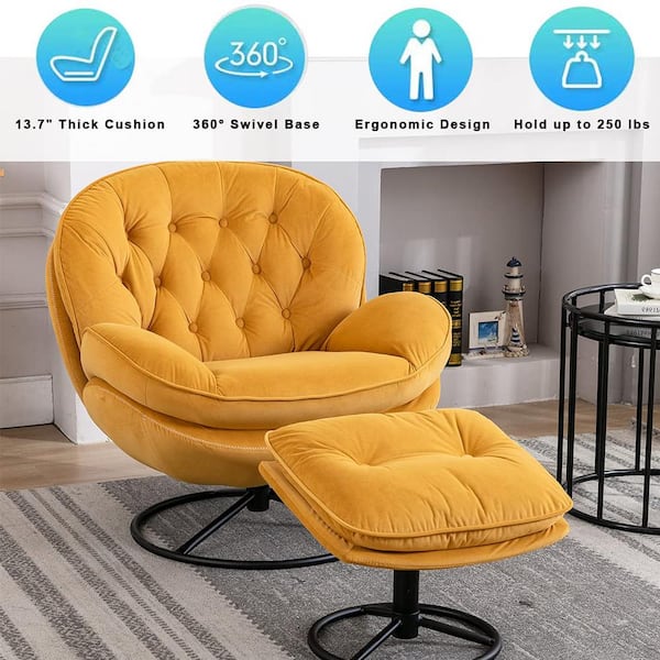 Yellow chair and ottoman shop set