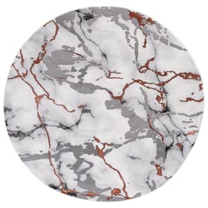 Craft Gray/Red 7 ft. x 7 ft. Running Abstract Round Area Rug