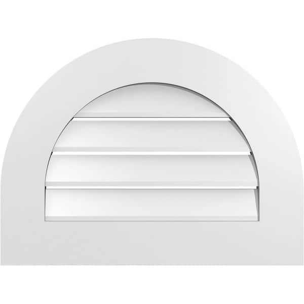 Ekena Millwork 24 in. x 18 in. Round Top White PVC Paintable Gable Louver Vent Functional