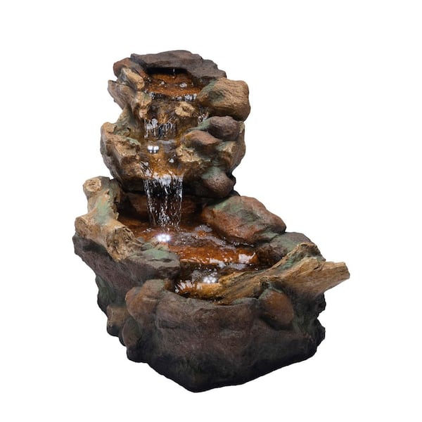 Alpine Corporation 40 in. Long Indoor/Outdoor Stone River Cascading Rock Fountain with LED Lights