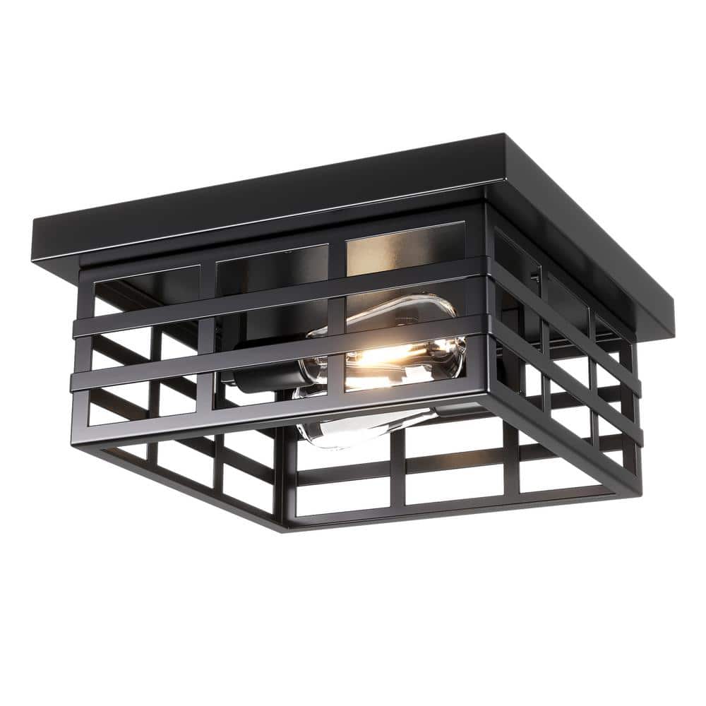 11.81 in. 2-Light Square Industrial Flush Mount Ceiling Light Farmhouse Clo