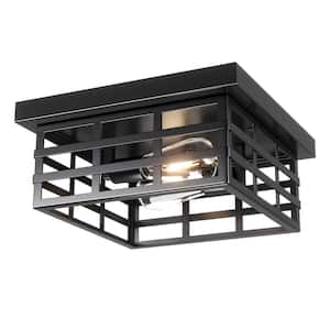 11.81 in. 2-Light Square Industrial Flush Mount Ceiling Light Farmhouse Close to Ceiling Light