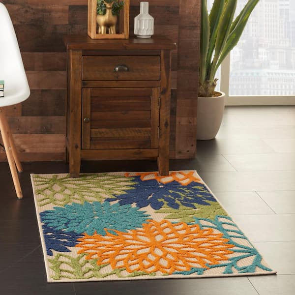 3' x 4' Badillo Multi Color Traditional Rectangle Nylon Area Rug