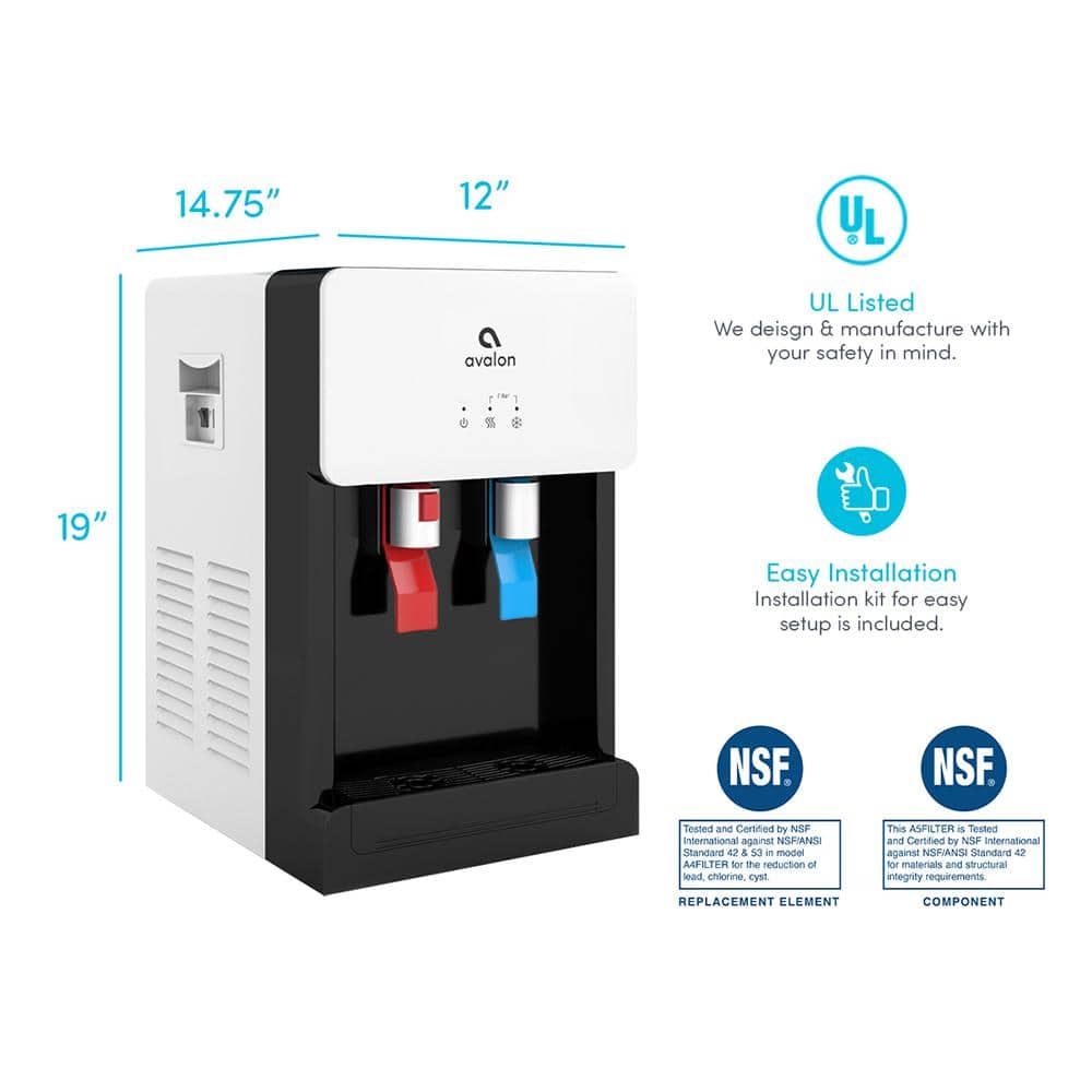 White and Black Countertop Bottleless Water Cooler Dispenser