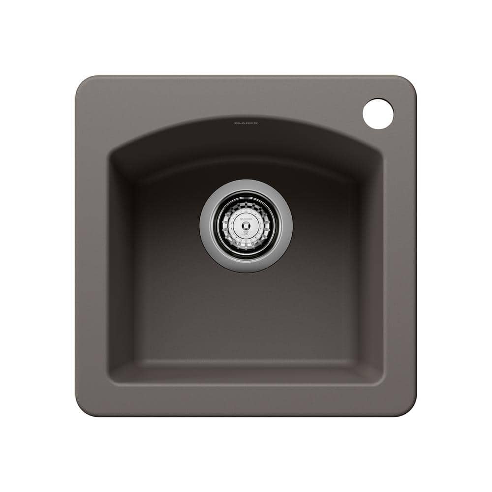 DIAMOND SILGRANIT Gray Granite Composite 15 in. 1-Hole Drop-In/Undermount B