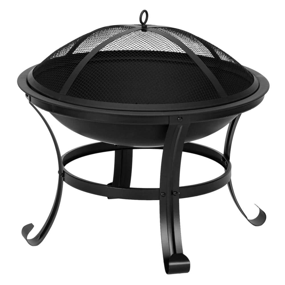 itapo 22 in. Round Iron Brazier Wood Burning Fire Pit Decoration for ...