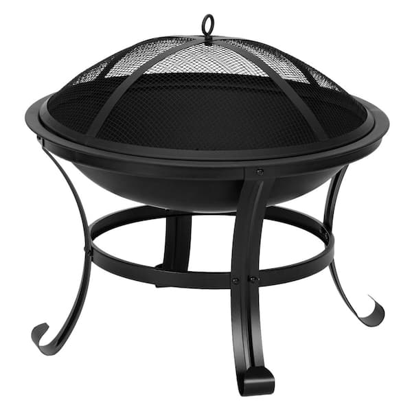 itapo 22 in. Round Iron Brazier Wood Burning Fire Pit Decoration for Backyard Poolside