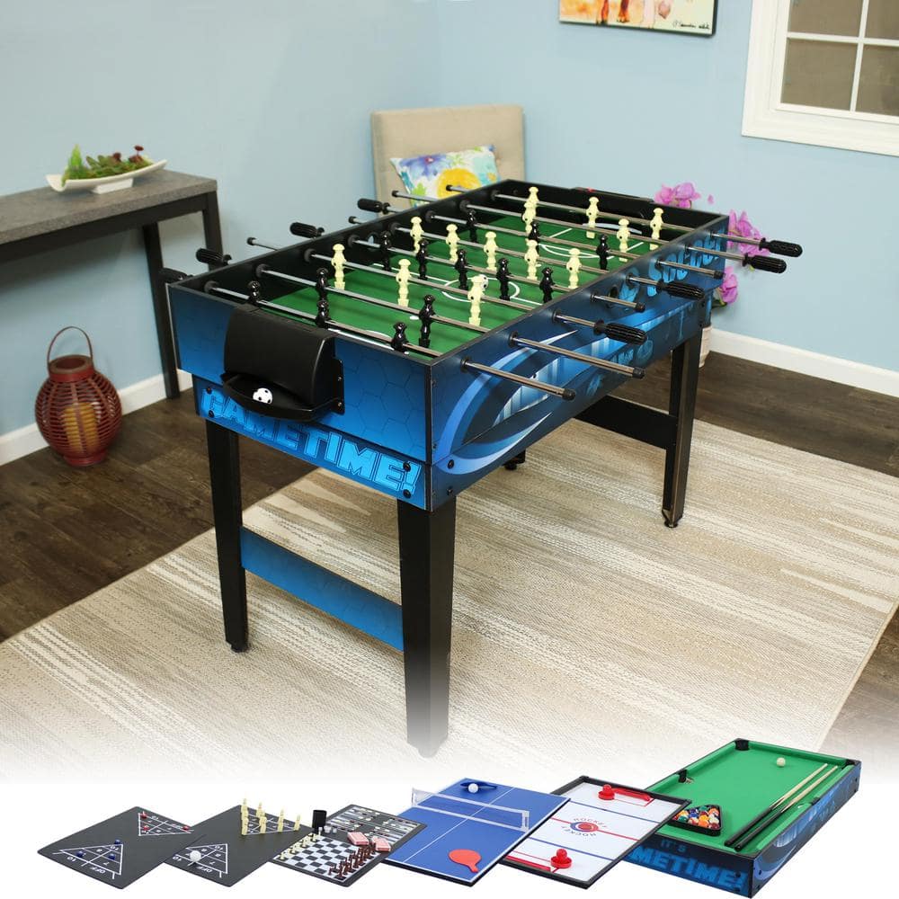 Game Time Blue 10-in-1 Multi-Game Table for Family Fun Nights