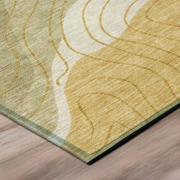 Chantille Machine Washable Indoor/Outdoor Abstract ACN3016 Gold 10 ft. x 14 ft. Area Rug