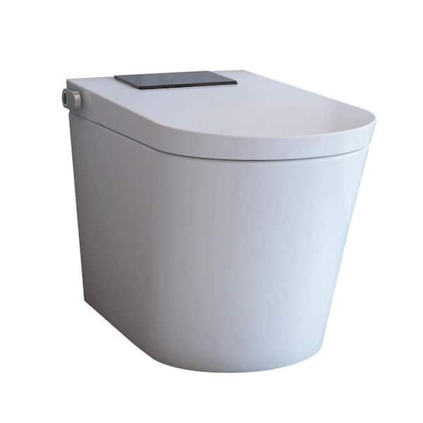 S-Z Elongated Smart Bidet Toilet 1.34 GPF in White with Auto Open/Close, Auto Flush, Heated Seat and Foot Sensor