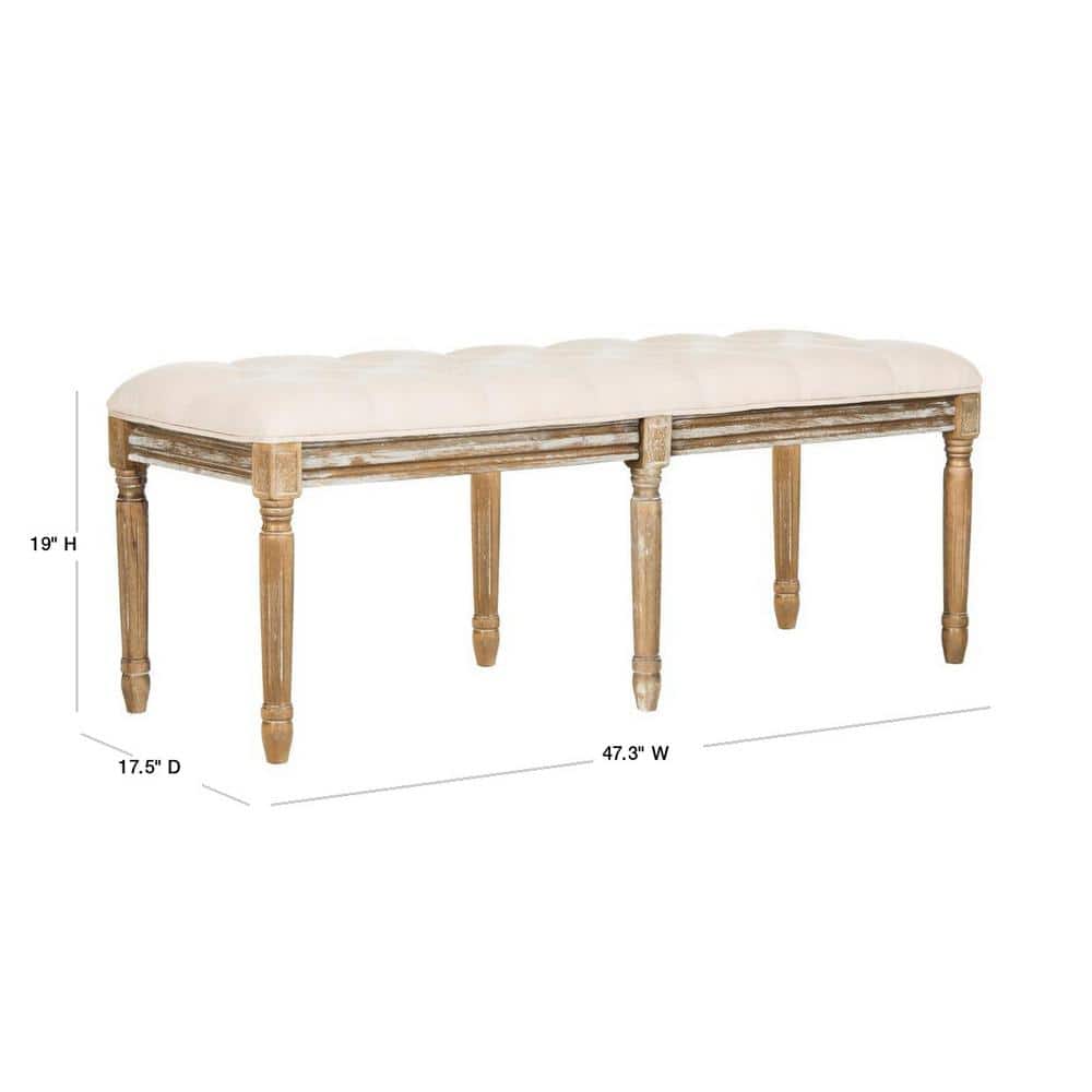 Rocha 47'' Beige and Brown Tufted Wood Storage Bench