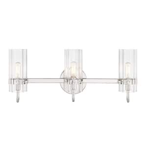 Brook 31 in. 4-Light Polished Nickel Vanity Light with Clear Glass Shade