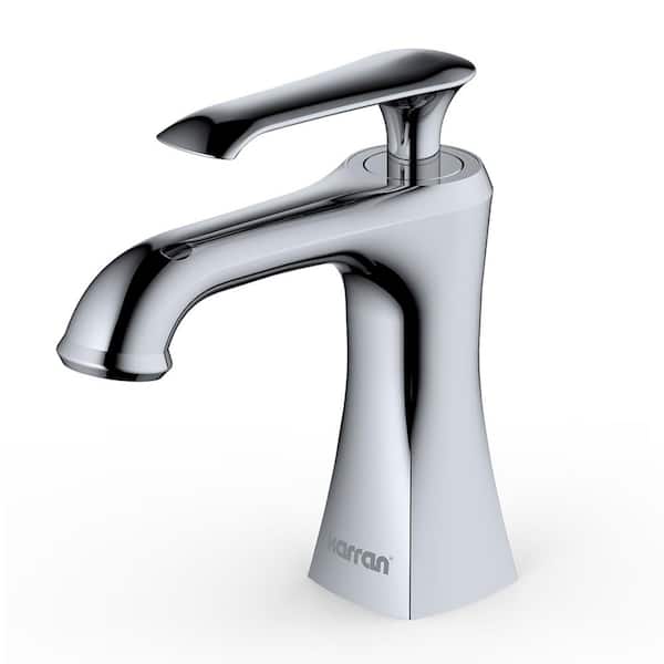 Karran Woodburn Single Handle Single Hole Basin Bathroom Faucet with Matching Pop-Up Drain in Chrome