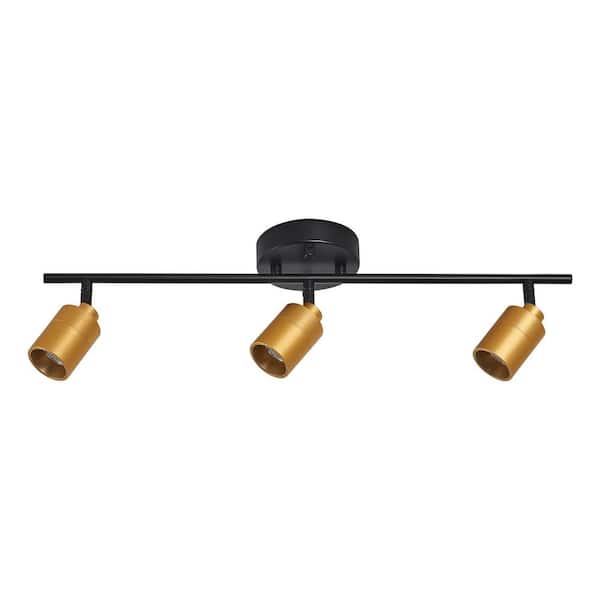 Vidalite 2 ft. 1470 Lumens Brass And Black Modern LED Track Light, 7-Watt 3 Bulb Fixed Rail With Rotating Heads, 3000K