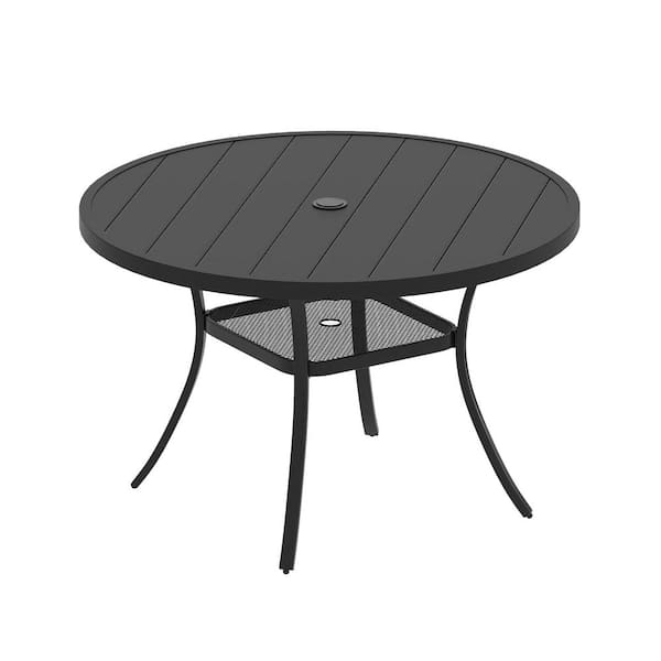 Tenleaf Black Metal 42 in. All Weather Round Outdoor Dining