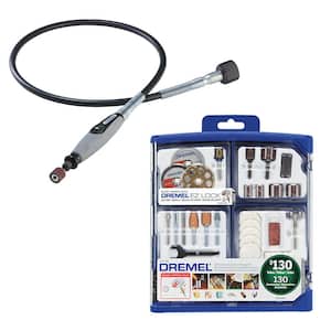 Rotary Tool Mega Accessory Kit 130-Pieces Plus Flex-Shaft Flexible Rotary Tool Attachment Cable