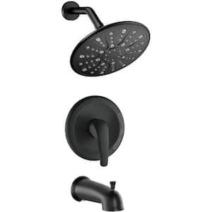 Single-Handle 1-Spray High Pressure Tub and Shower Faucet with 9 in. Large Shower Head in Matte Black (Valve Included)