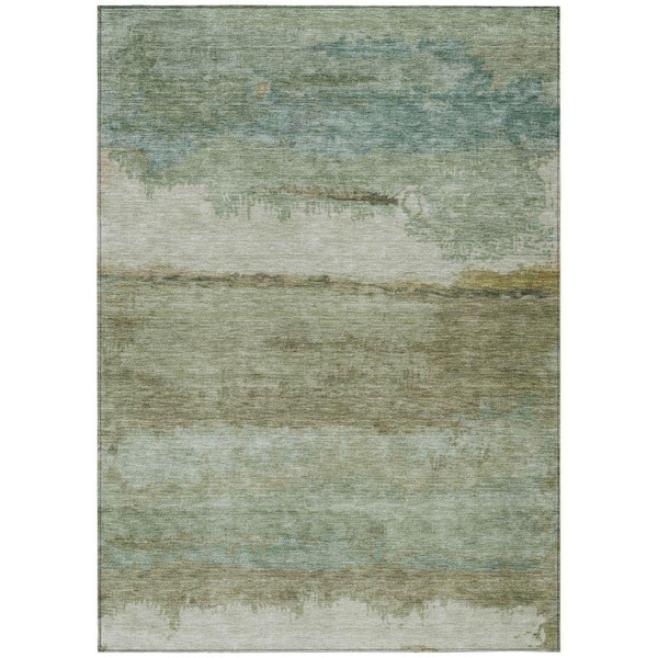 Chantille Machine Washable Indoor/Outdoor Abstract ACN2156 Green 9 ft. x 12 ft. Area Rug