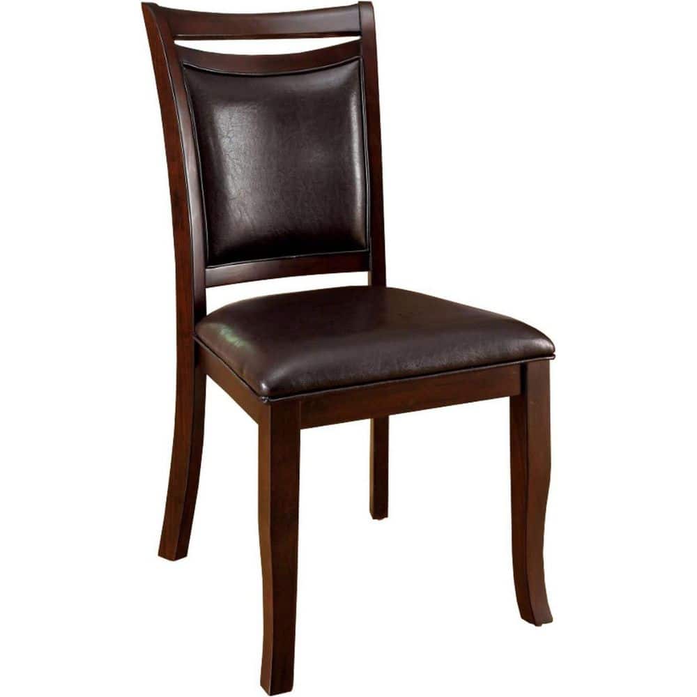 Brown/Dark Cherry Faux Leather Upholstered Wood Frame Dining Chair, Set of 2, Comfortable Dining Side Chair price history on PriceWatchPro