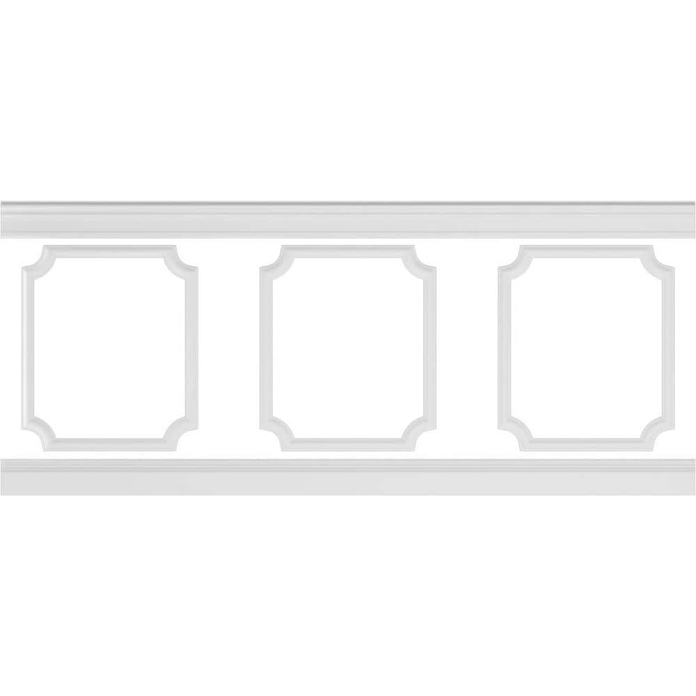 Adjustable White Polyurethane Scalloped Wainscot Paneling Kit
