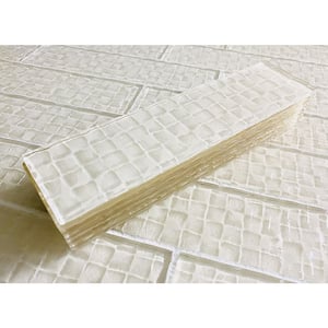Coastal Design Style Glossy Cream Subway 2 in. x 8 in. Textured Glass Decorative Tile (9 sq. ft./Case)