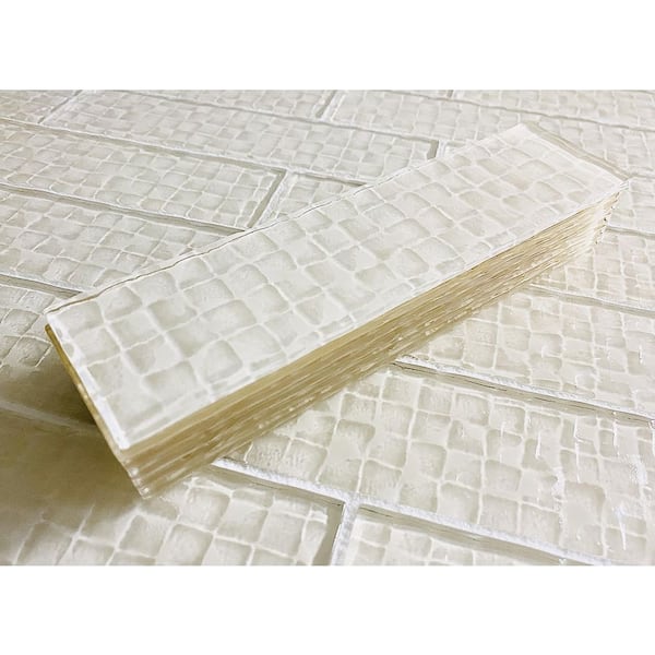 ABOLOS Coastal Cream 2 in. x 8 in. Textured Glass Subway Tile (9 sq. ft./Case)