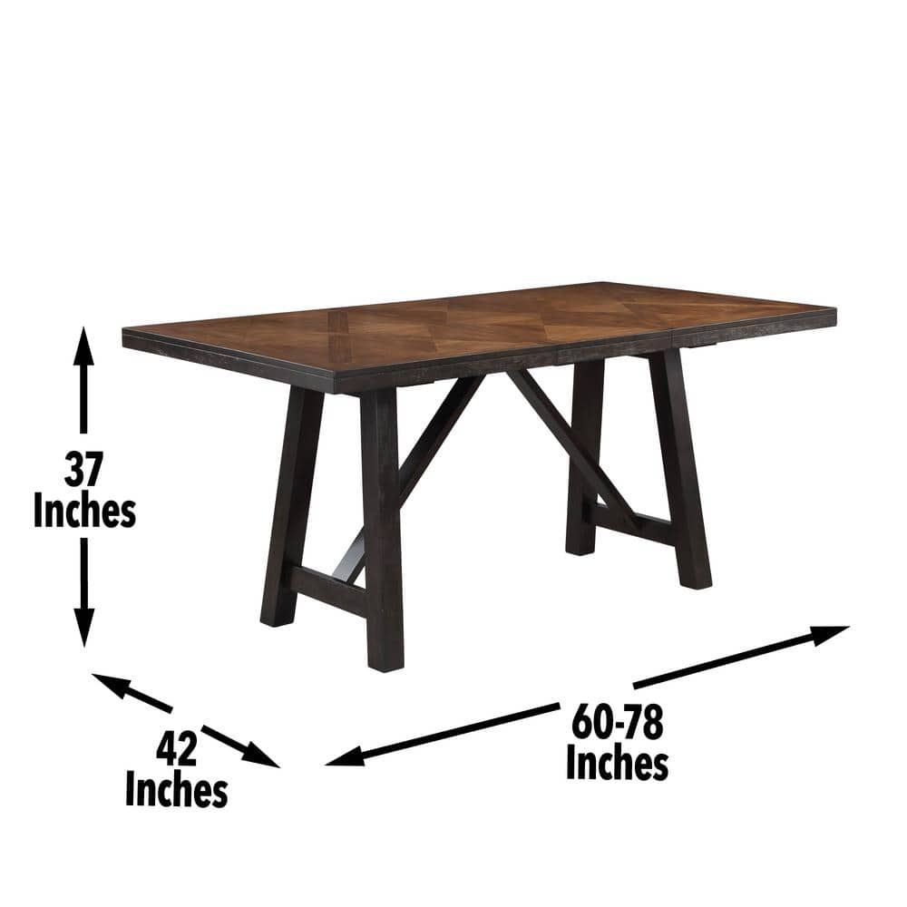 Ebony and Honey Extendable 5-Piece Dining Set with Upholstered Chairs