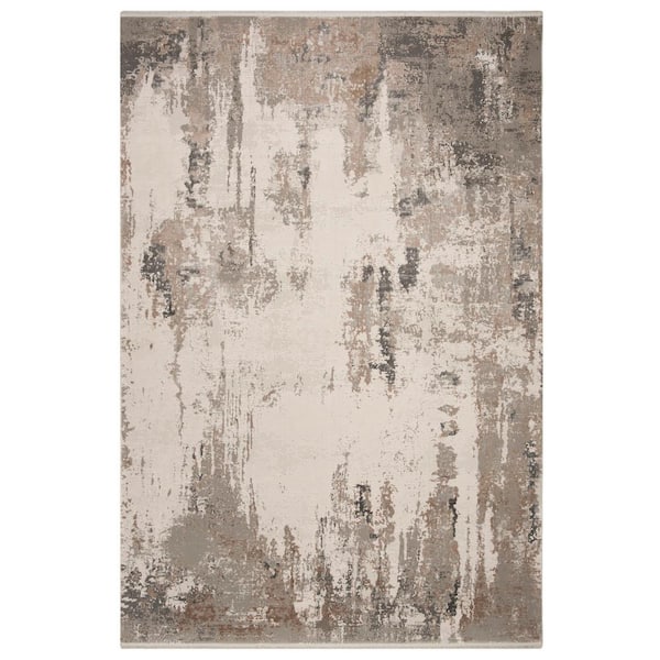 Eclipse 8 ft. x 10 ft. Light Gray/Beige Distressed Marble Area Rug