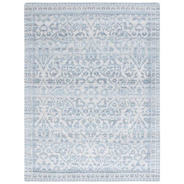 Marquee 8 ft. x 10 ft. Blue/Gray Striped Ornate Area Rug