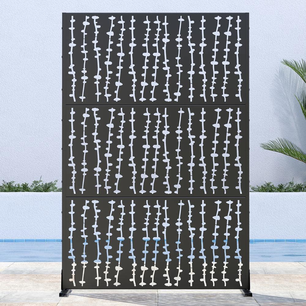 72 in. H x 47 in. W Outdoor Metal Privacy Screen Garden Fence Vine Pattern 