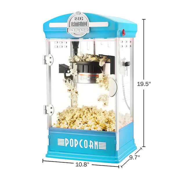 Great Northern 4 oz. Blue Big Bambino Old Fashioned Popcorn Machine with Kettle, Measuring Cups, Scoop and Serving Cups