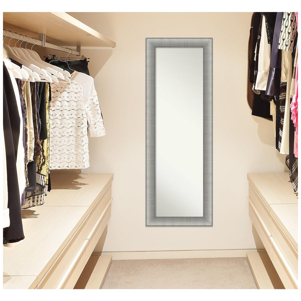 Elegant Brushed Pewter Rectangular Full-Length Door Mirror
