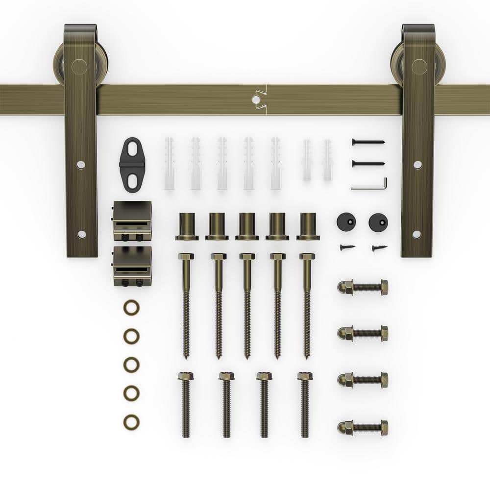 6.6 ft./79 in. Oil-Rubbed Bronze Sliding Barn Door Track and Hardware Kit w
