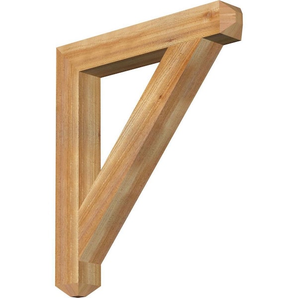 Ekena Millwork 4 in. x 32 in. x 28 in. Western Red Cedar Traditional Craftsman Rough Sawn Bracket