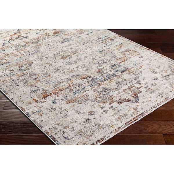 Edmonton Gray/Burnt Orange Medallion 9 ft. x 12 ft. Indoor Area Rug