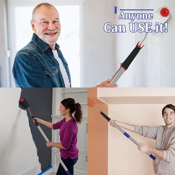  Large Paint Roller Kit Adjustable Roller Frame,Ergonomic  Handle, Adjustable Extension Poles,(3 pcs) Nylon Roller  Covers,Floors,Indoor,Outdoor Use, for Painting Walls and Ceiling,Detachable  Handle : Tools & Home Improvement