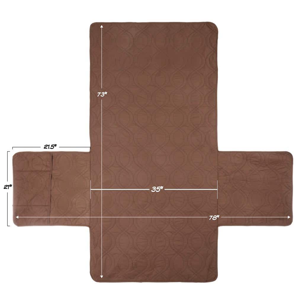 Brown Quilted Waterproof Chair Cover with Storage Pockets