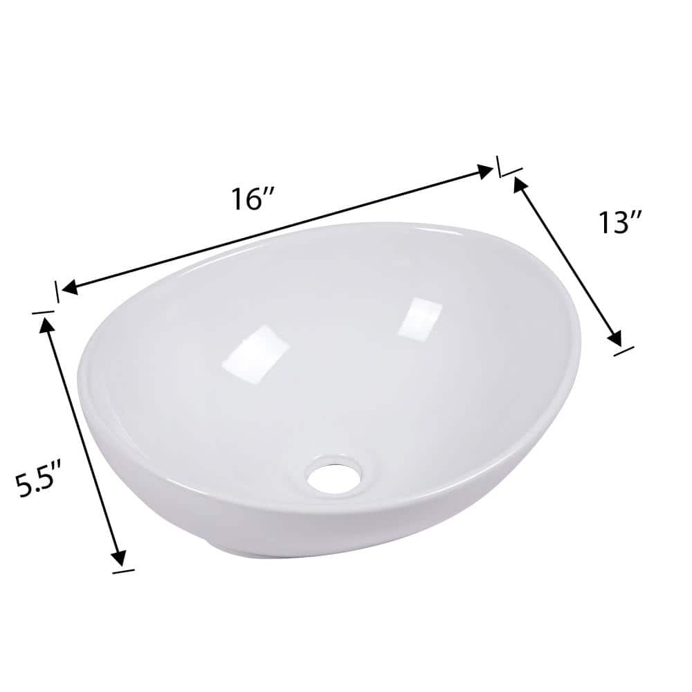 Glossy White Rectangular Ceramic Bathroom Sink