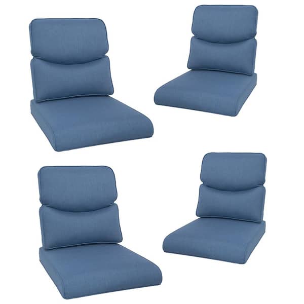 Crescent 22 in. x 25 in. x 4 in. 8-Piece Deep Seating Outdoor Lounge Chair Replacement Cushion Set in Blue