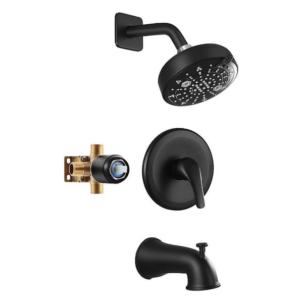Single Handle 3-Spray Tub and Shower Faucet 1.6 GPM in Spot Defense in Matte Black（Valve Included）