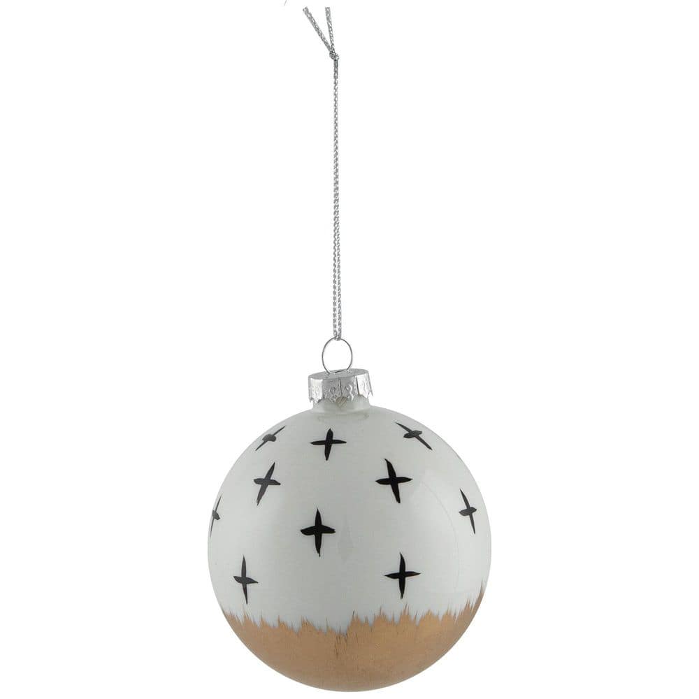 Abstract Glass Ball Christmas Ornaments-3 in. (80mm)-White and Black-6ct price history on PriceWatchPro
