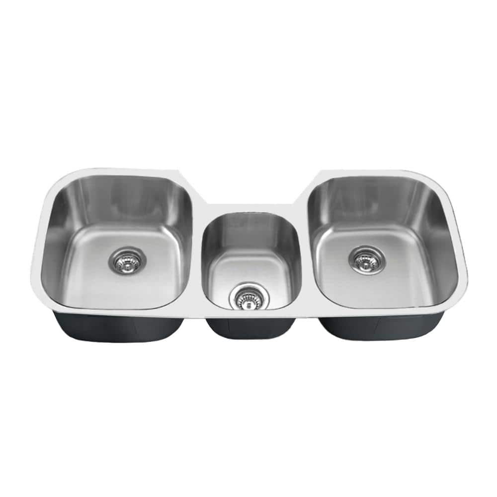 46" Triple Bowl Stainless Steel Undermount Kitchen Sink