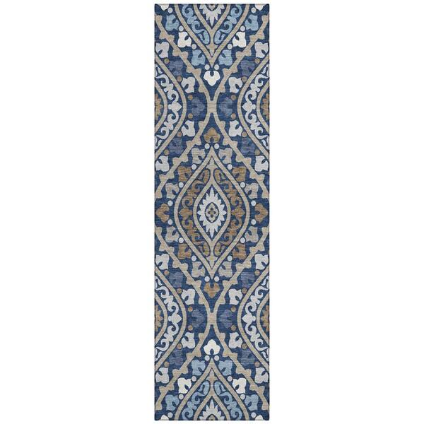 Chantille Machine Washable Indoor/Outdoor Abstract ACN3151 Navy 2 ft. x 7 ft. Runner Rug
