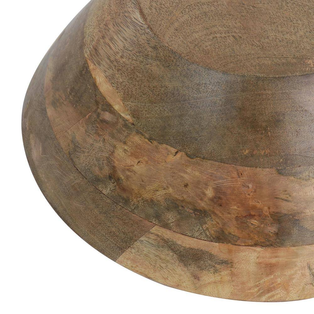 Large Gray Mango Wood Serving Bowl with Enamel Finish