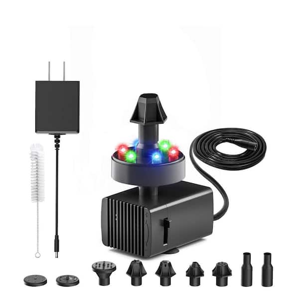 16.4 ft. Cord Electric Bird Bath Fountain with 7 Nozzles, Adjustable Water Flow and LED Lights for Garden, Pond